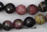 CTO46 15.5 inches 10mm faceted round natural tourmaline beads