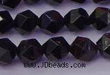 CTO646 15.5 inches 8mm faceted nuggets black tourmaline beads