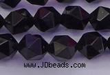 CTO647 15.5 inches 10mm faceted nuggets black tourmaline beads