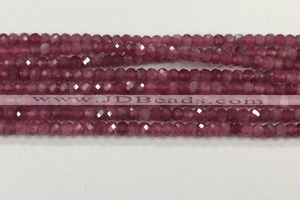 CTO685 15.5 inches 3*3.5mm faceted rondelle red tourmaline beads