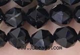 CTO717 15.5 inches 8mm faceted nuggets black tourmaline beads