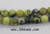 CTP102 15.5 inches 8mm round yellow pine turquoise beads wholesale