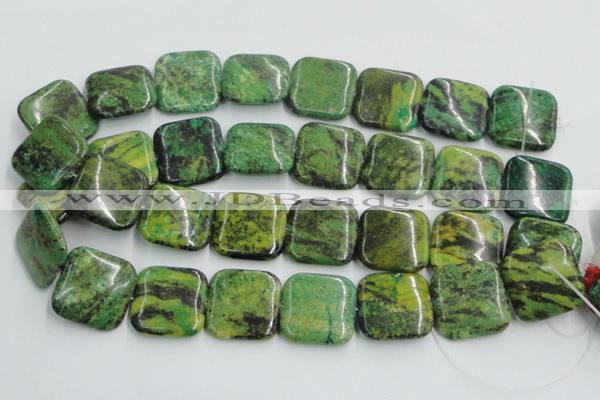 CTP12 15.5 inches 25*25mm square yellow green pine gemstone beads