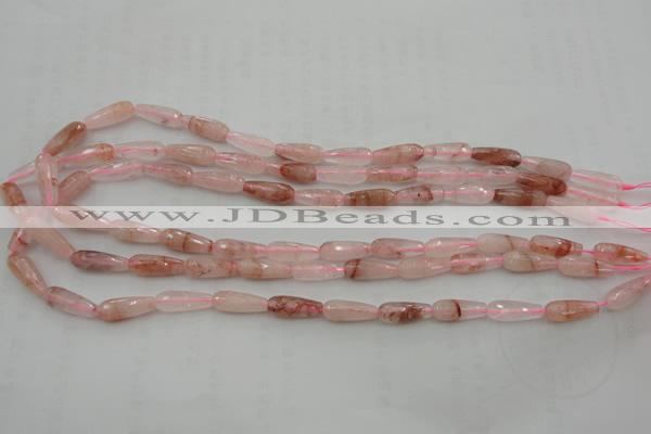 CTR02 15.5 inches 6*16mm faceted teardrop pink quartz beads