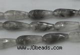 CTR03 15.5 inches 6*16mm faceted teardrop cloudy quartz beads