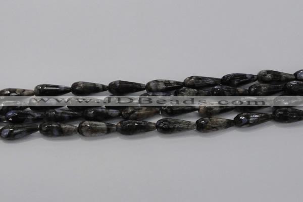 CTR100 15.5 inches 8*20mm faceted teardrop grey opal gemstone beads