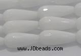 CTR105 15.5 inches 8*20mm faceted teardrop white porcelain beads