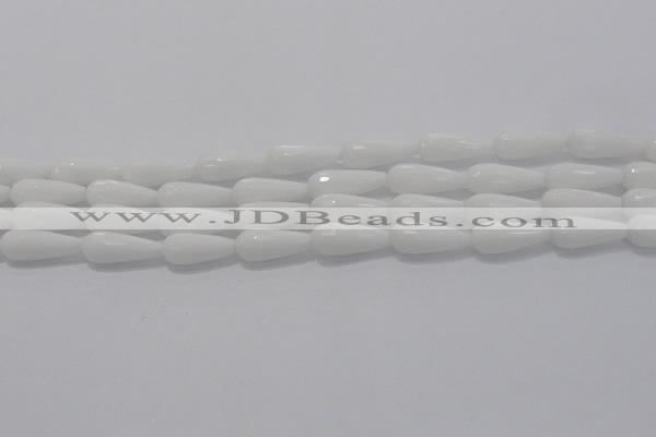 CTR105 15.5 inches 8*20mm faceted teardrop white porcelain beads