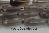 CTR106 15.5 inches 8*20mm faceted teardrop grey agate beads