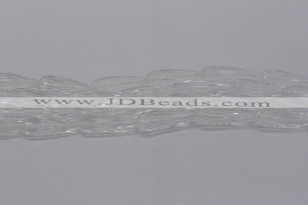 CTR130 15.5 inches 10*30mm faceted teardrop white crystal beads