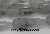 CTR131 15.5 inches 10*30mm faceted teardrop cloudy quartz beads