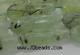 CTR136 15.5 inches 10*30mm faceted teardrop green rutilated quartz beads