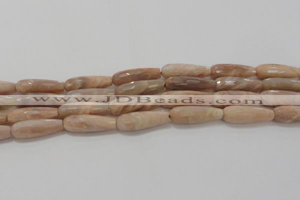 CTR138 15.5 inches 10*30mm faceted teardrop moonstone gemstone beads