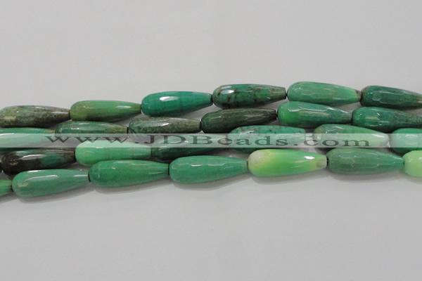 CTR144 15.5 inches 10*30mm faceted teardrop grass agate beads