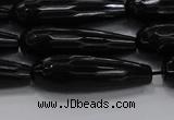 CTR145 15.5 inches 10*30mm faceted teardrop black agate beads