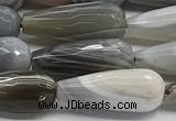 CTR154 15.5 inches 8*20mm faceted teardrop grey Botswana agate beads