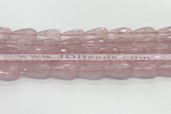 CTR159 15.5 inches 10*20mm faceted teardrop rose quartz beads