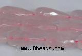 CTR301 15.5 inches 12*25mm faceted teardrop rose quartz beads