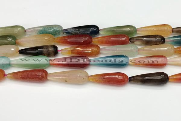 CTR463 15.5 inches 10*30mm faceted teardrop agate beads wholesale