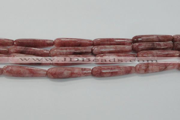 CTR58 15.5 inches 10*40mm faceted teardrop strawberry quartz beads