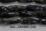 CTR78 15.5 inches 6*16mm faceted teardrop grey opal gemstone beads