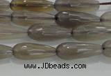 CTR79 15.5 inches 6*16mm faceted teardrop grey agate beads