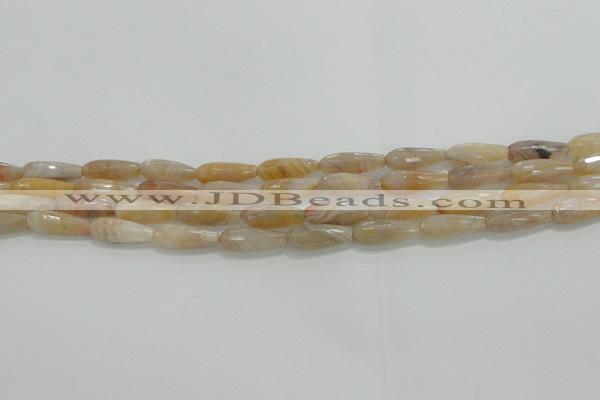 CTR80 15.5 inches 6*16mm faceted teardrop yellow agate beads