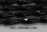 CTR82 15.5 inches 6*16mm faceted teardrop black agate beads