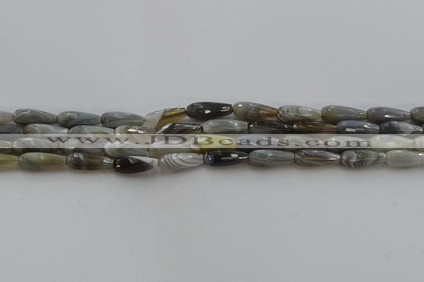 CTR87 15.5 inches 6*16mm faceted teardrop grey botswana agate beads