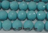 CTU1222 15.5 inches 8mm faceted round synthetic turquoise beads