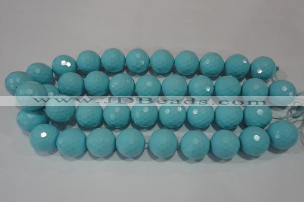 CTU1226 15.5 inches 16mm faceted round synthetic turquoise beads