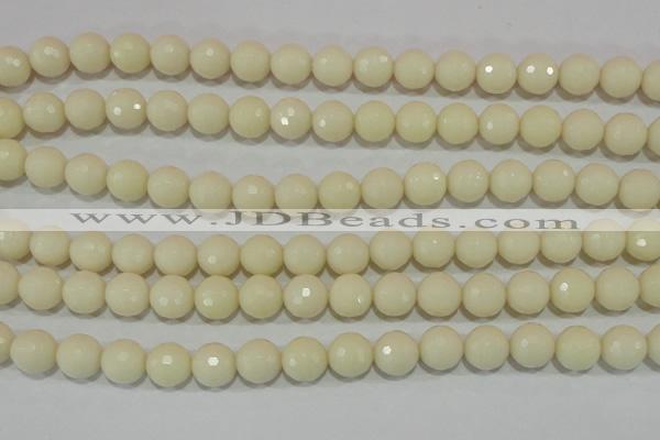 CTU1444 15.5 inches 10mm faceted round synthetic turquoise beads