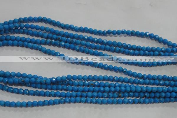 CTU1631 15.5 inches 6mm faceted round synthetic turquoise beads