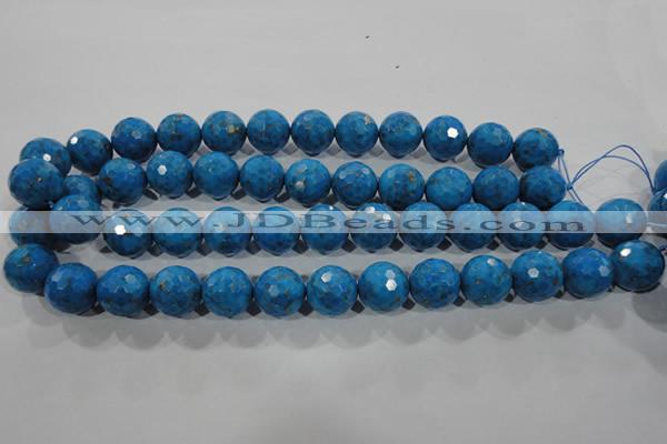 CTU1636 15.5 inches 16mm faceted round synthetic turquoise beads