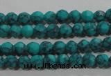 CTU1681 15.5 inches 4mm faceted round synthetic turquoise beads