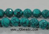 CTU1684 15.5 inches 10mm faceted round synthetic turquoise beads