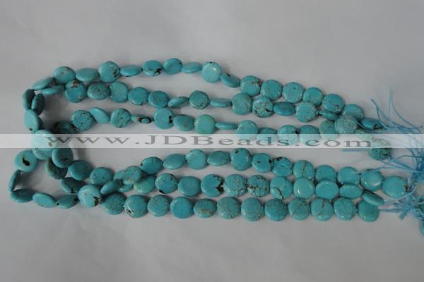 CTU1882 15.5 inches 12mm flat round imitation turquoise beads