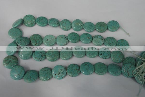 CTU1886 15.5 inches 20mm flat round imitation turquoise beads