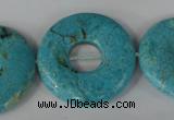 CTU1930 15.5 inches 35mm donut imitation turquoise beads