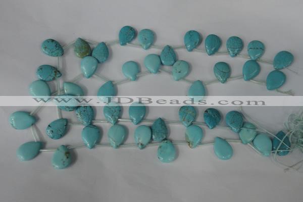 CTU1935 Top-drilled 13*18mm flat teardrop imitation turquoise beads