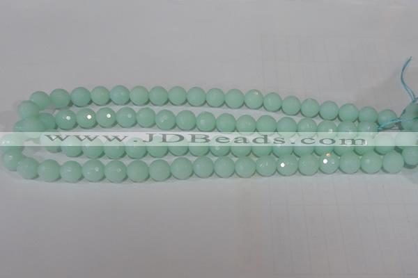 CTU2574 15.5 inches 10mm faceted round synthetic turquoise beads