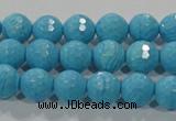 CTU2592 15.5 inches 8mm faceted round synthetic turquoise beads