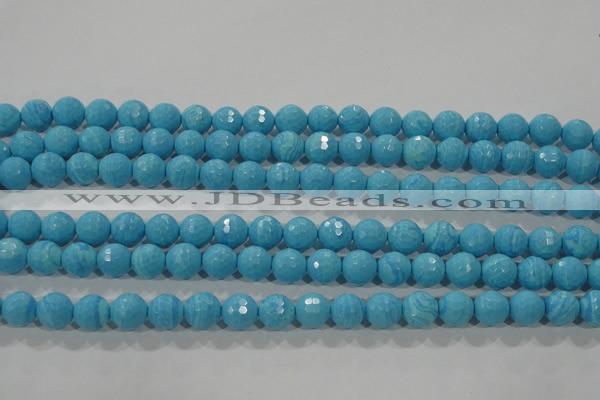 CTU2592 15.5 inches 8mm faceted round synthetic turquoise beads