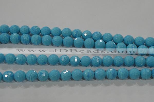 CTU2593 15.5 inches 10mm faceted round synthetic turquoise beads