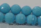 CTU2594 15.5 inches 12mm faceted round synthetic turquoise beads