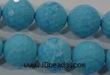 CTU2596 15.5 inches 16mm faceted round synthetic turquoise beads