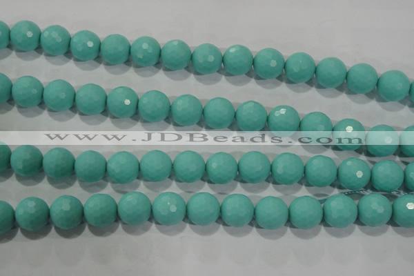 CTU2785 15.5 inches 14mm faceted round synthetic turquoise beads