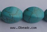 CTU28 15.5 inches 13*20mm twisted oval blue turquoise beads Wholesale