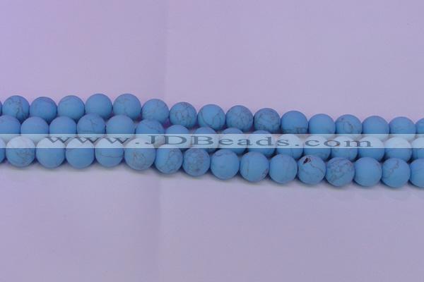 CTU2853 15.5 inches 10mm round matte turquoise beads