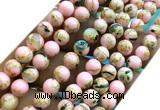 CTU3107 15 inches 4mm round gold vein howlite turquoise beads